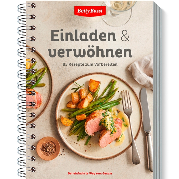 Kochbuch mit dem Titel 'Einladen & verwöhnen' von Betty Bossi mit Essen