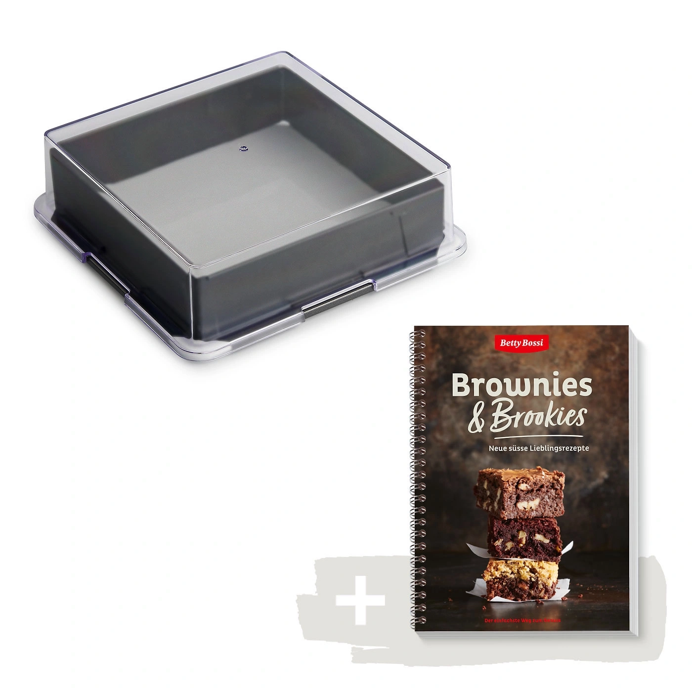 Backform mit Deckel und Kochbuch 'Brownies & Brookies' von Betty Bossi