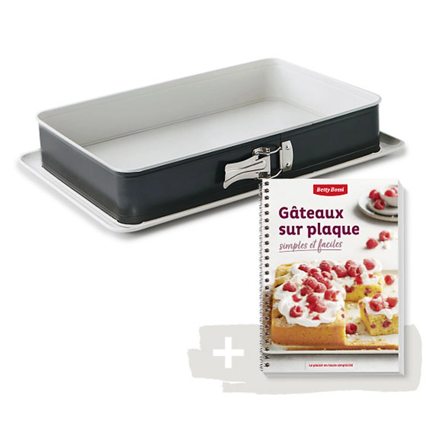 Backform mit Kochbuch, Kuchen backen, einfaches Rezept, Betty Bossi, Backen, Küche, plus Zeichen