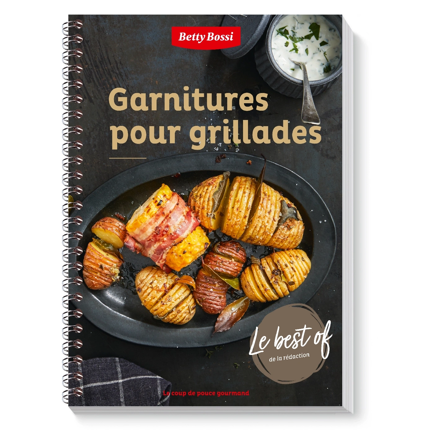 Livre de cuisine 'Garnitures pour grillades' de Betty Bossi, avec des pommes de terre grillées et le logo 'Le best of'.