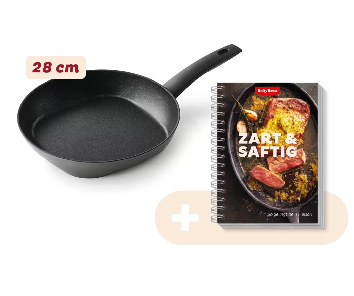Une poêle et un livre de cuisine intitulé Zart & Saftig