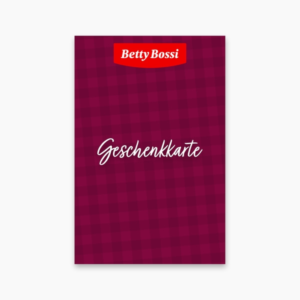 Geschenkkarte von Betty Bossi mit rotem Hintergrund und Schriftzug