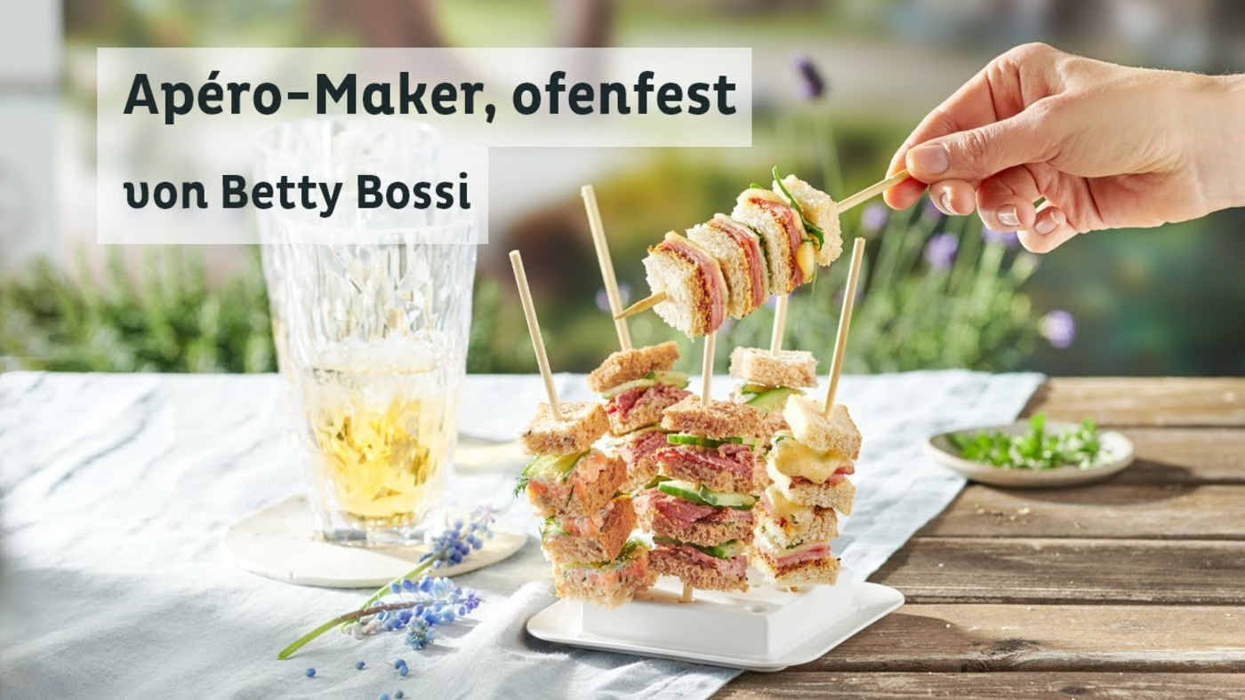 Apéro-Maker, ofenfest von Betty Bossi mit Sandwiches und Getränk