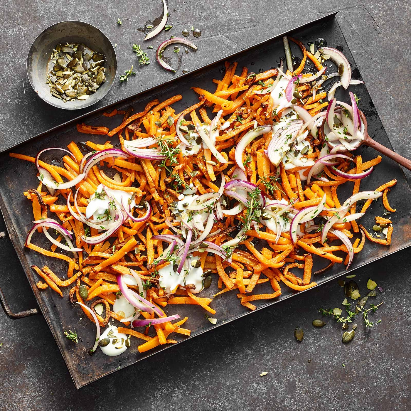 Airfryer Kürbis-Fries mit Feta-Dip