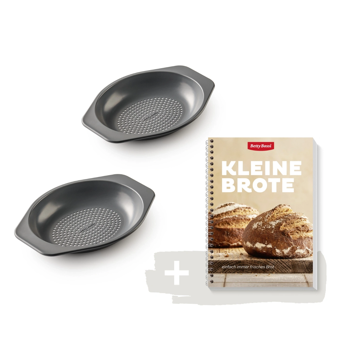 Deux moules à pain et un livre de cuisine pour petits pains