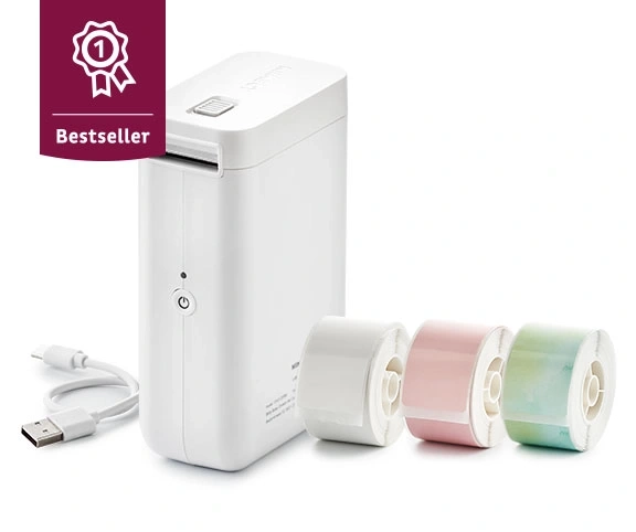 Etikettendrucker mit Farbrollen, Bestseller-Auszeichnung, weißes Gerät, USB-Kabel