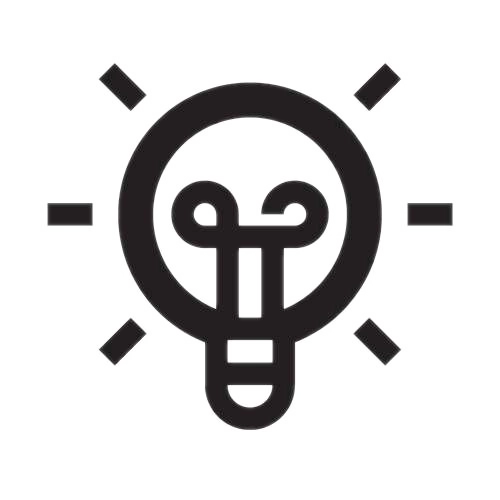 Glühbirne mit Strahlen, Symbol für Kreativität und Innovation, schwarz-weiß