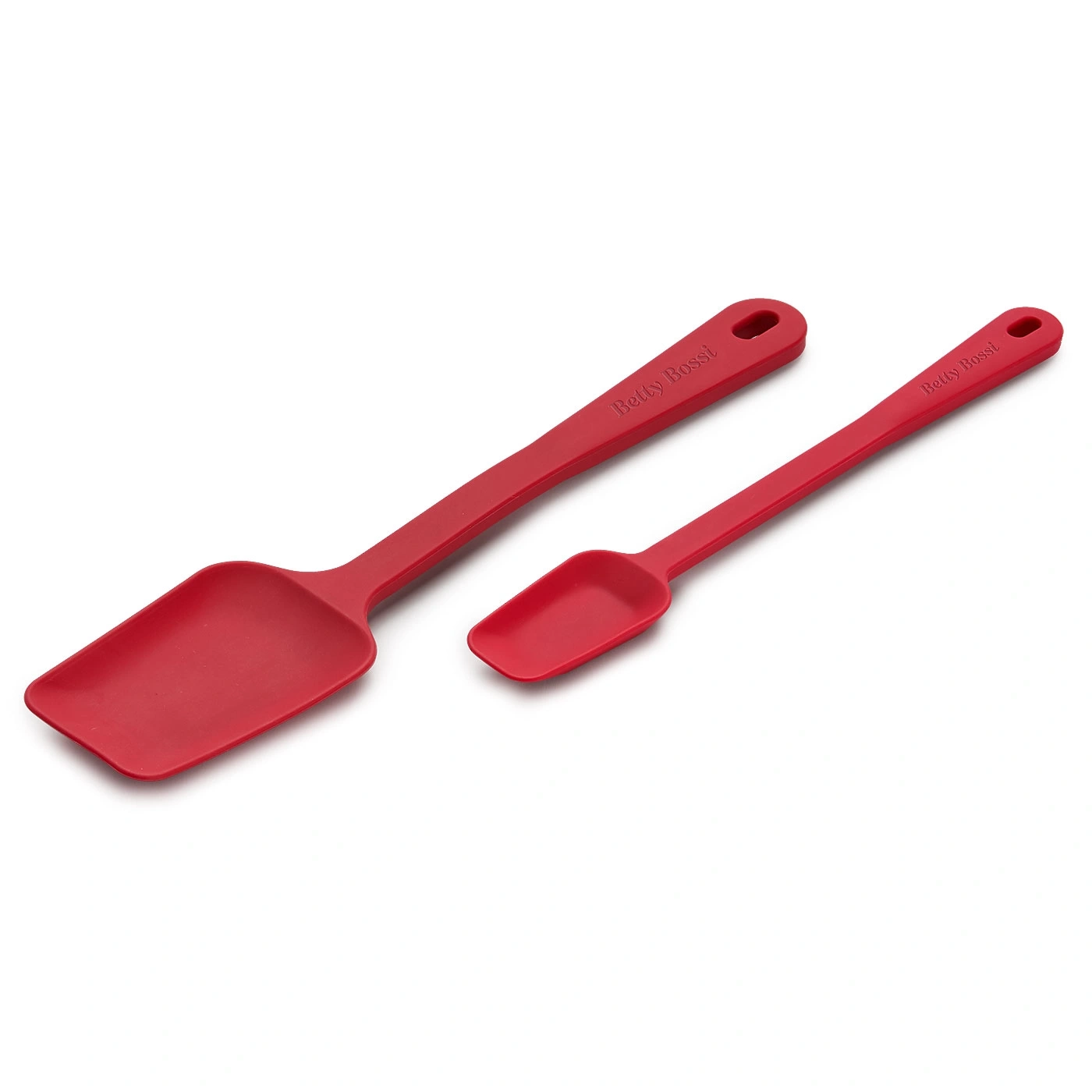 Rote Küchenutensilien, Spatel und Löffel, Betty Bossi, isoliert auf Weiß
