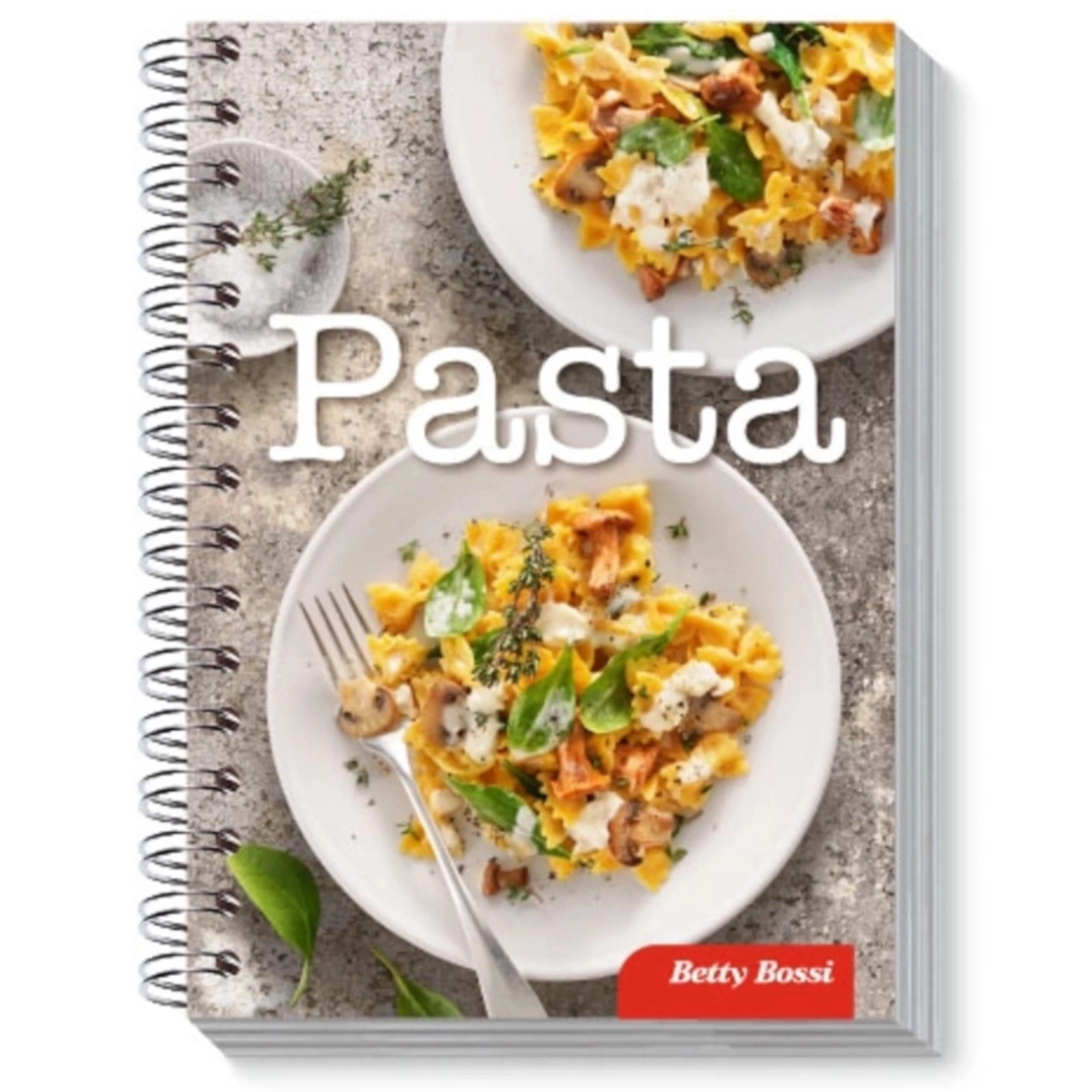 Livre de cuisine avec des plats de pâtes, assiettes de nourriture, Betty Bossi