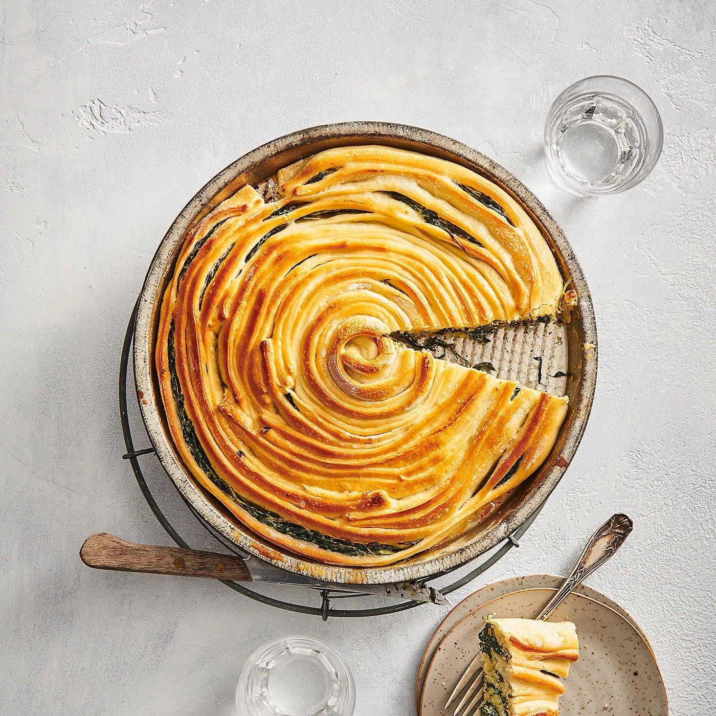 Gâteau, spirale, pâtisserie, nourriture, assiette, fourchette, verre, cuisson, délicieux, savoureux