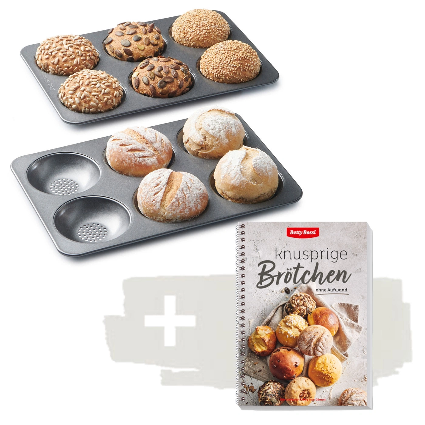 Backformen mit Brötchen und Kochbuch von Betty Bossi