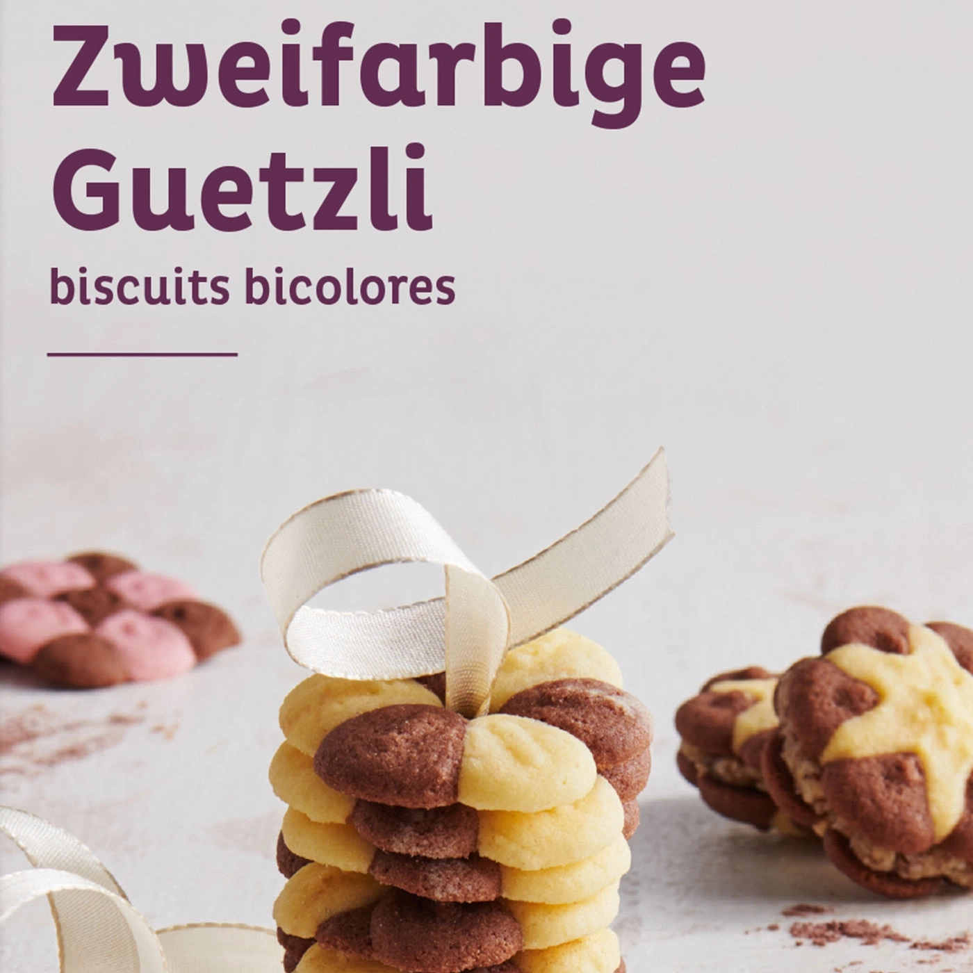 Zweifarbige Guetzli, Kekse, Schleife, Gebäck, bicolor, Süßigkeiten, Dessert, Backwaren