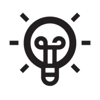 Ampoule avec rayons, symbole de créativité et d'innovation, noir et blanc