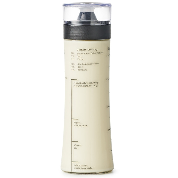 Dressing-Shaker, Glas, 500ml Mit aufgedruckten Rezepten