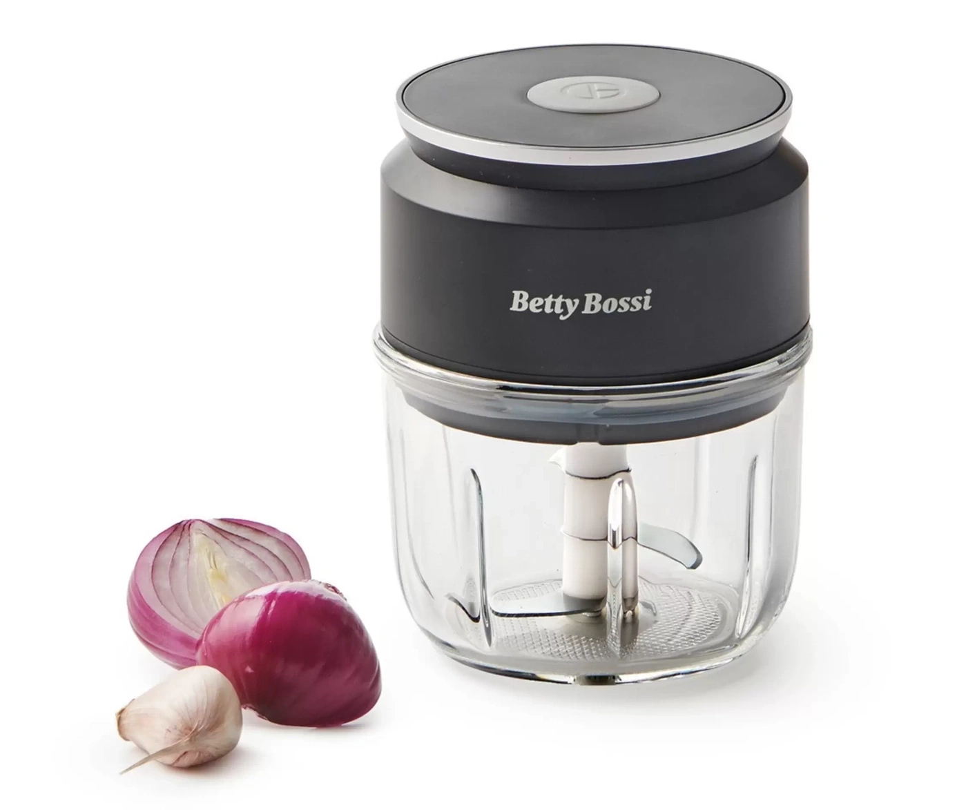 Hachoir Betty Bossi pour oignons et ail avec oignons et ail.