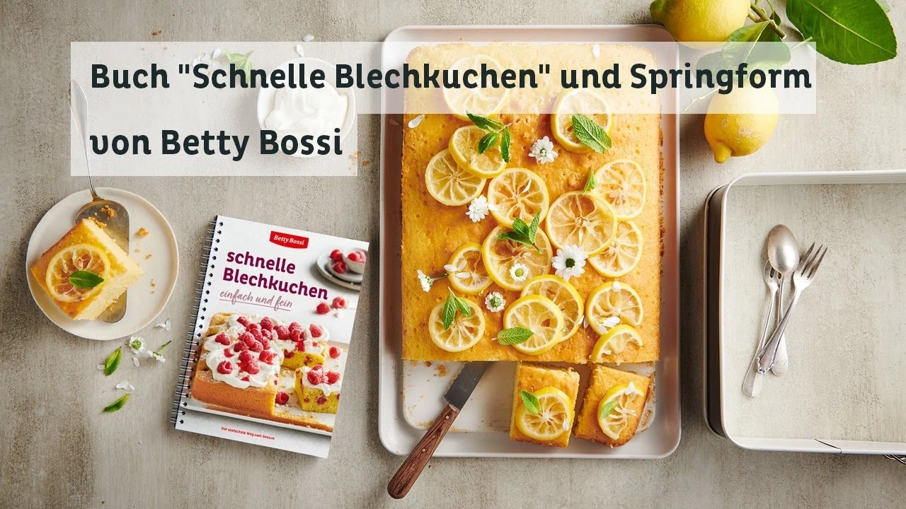 Buch "Schnelle Blechkuchen" von Betty Bossi mit Kuchen und Zitrone