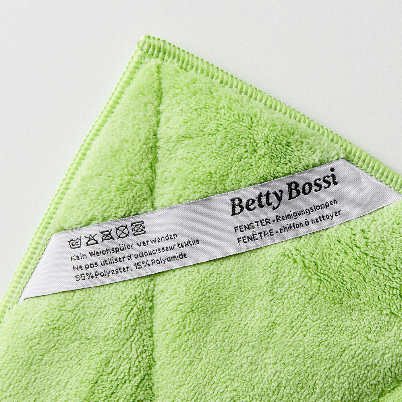 Grünes Reinigungstuch mit Text, Betty Bossi, Fenster-Reinigungslappen, 85% Polyester