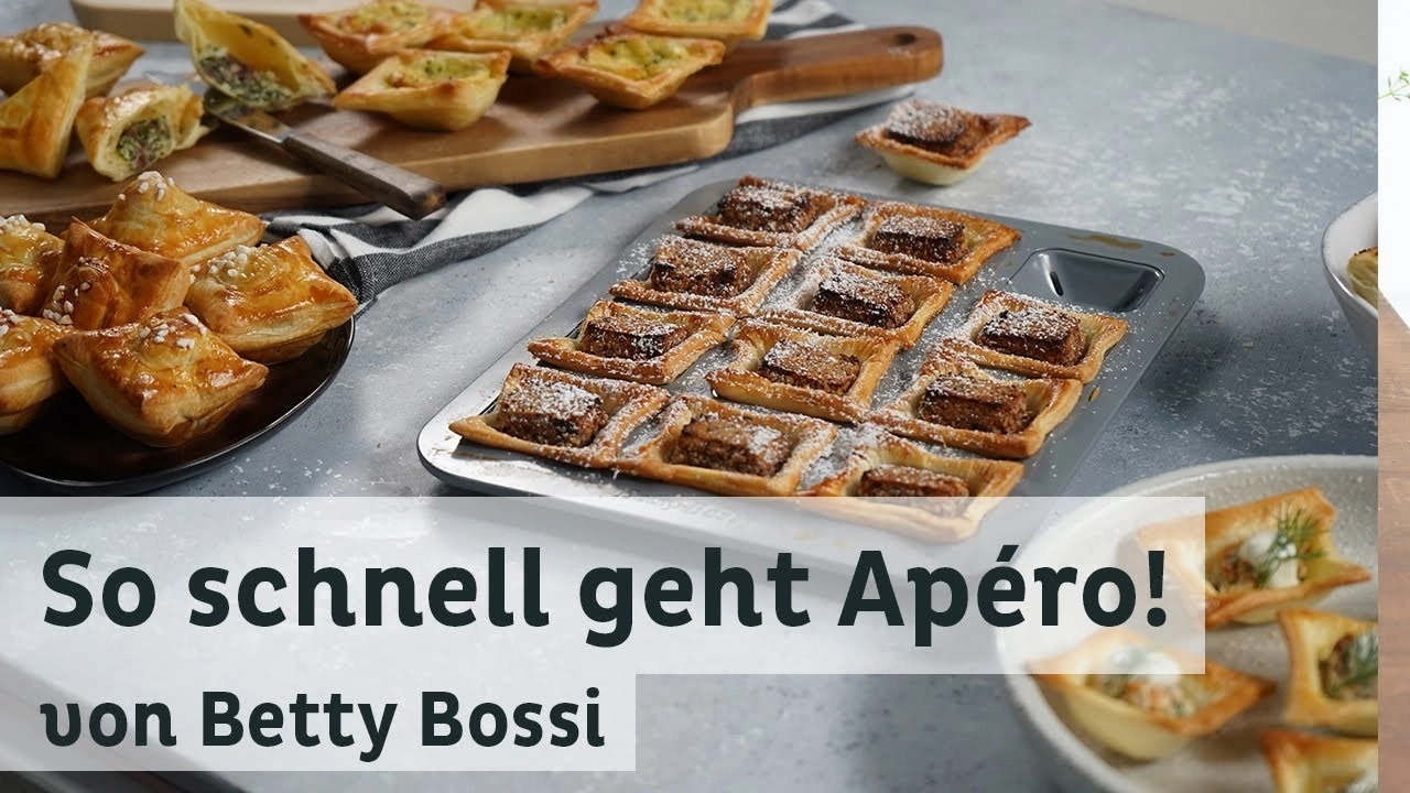 Köstliche Apéro-Häppchen von Betty Bossi, schnell zubereitet und appetitlich angerichtet.