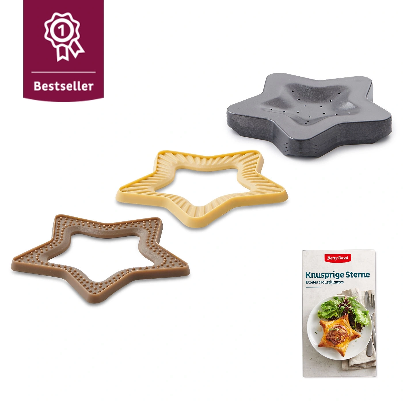 Moules à pâtisserie en forme d'étoile et livre de cuisine, label Best-seller
