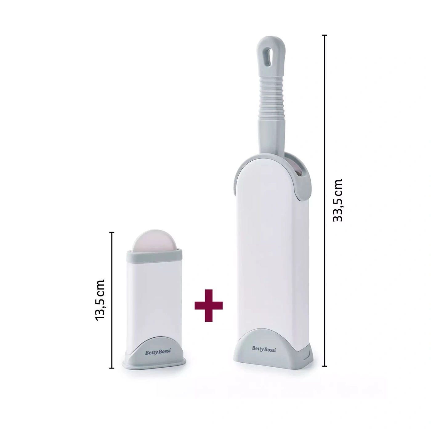 Brosse à peluches avec récipient et dimensions : 33,5 cm et 13,5 cm