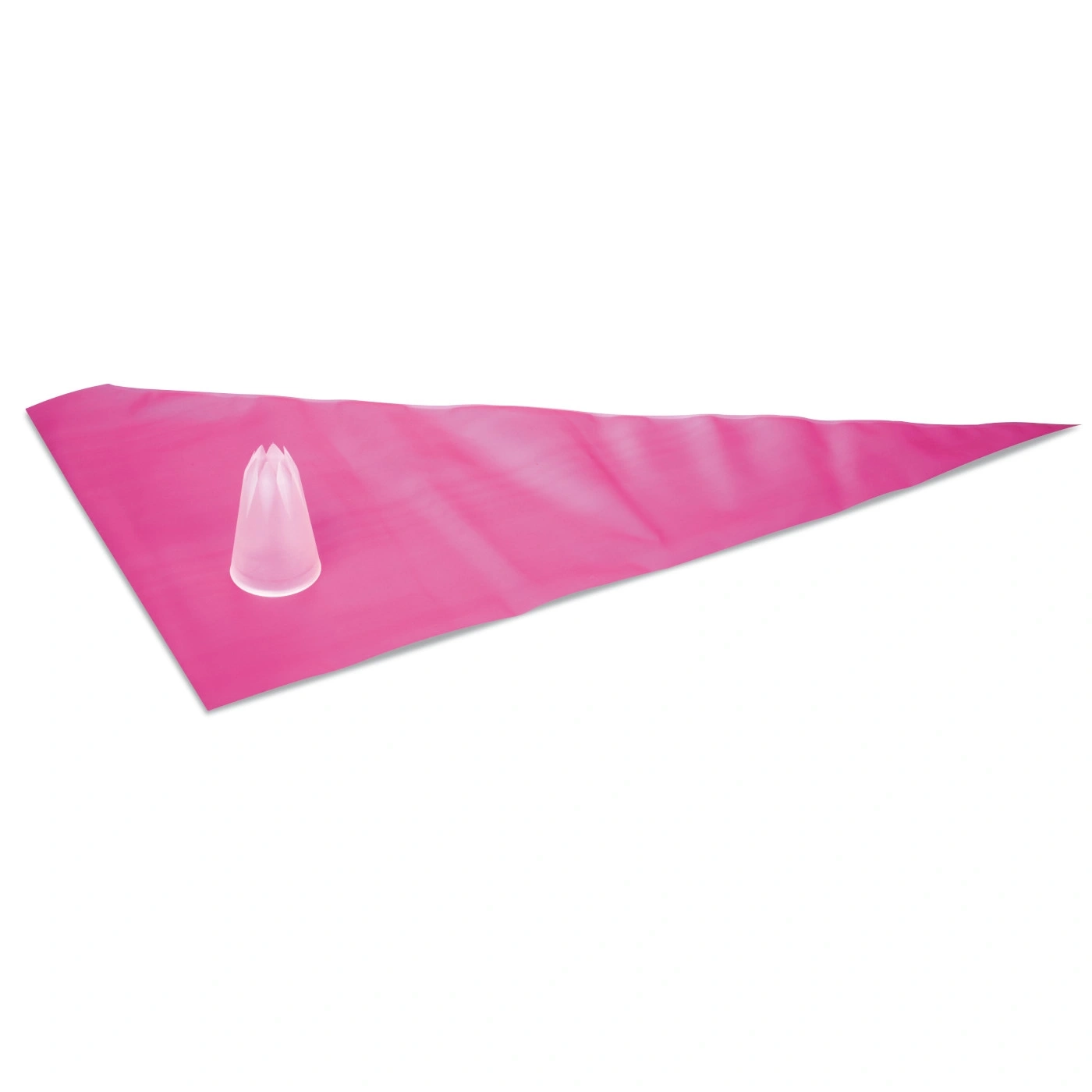 Poche à douille rose avec douille, isolée sur fond blanc