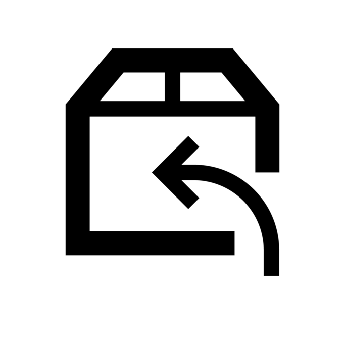 Symbol für den Eingang, mit einem Pfeil, der in das Gebäude zeigt.