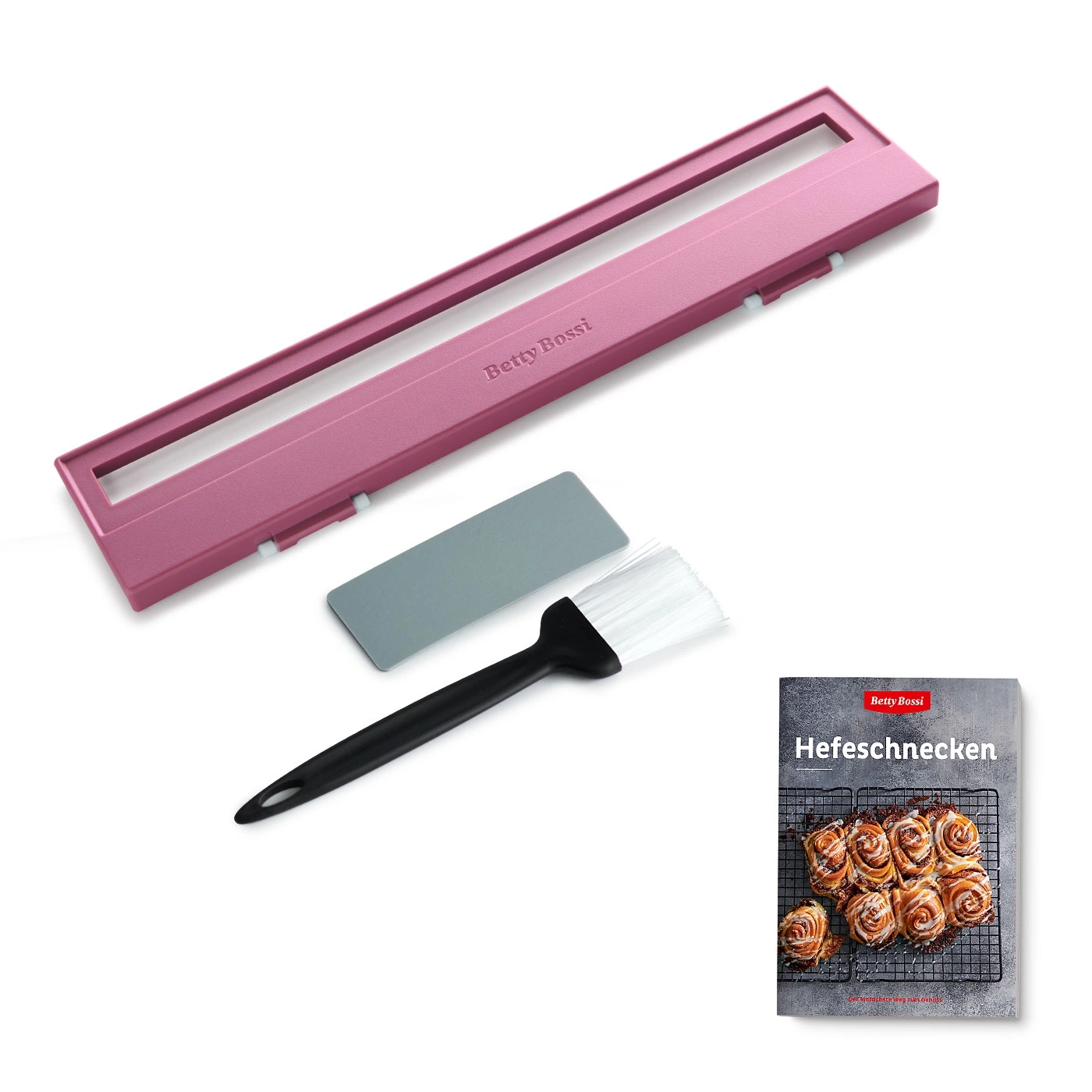 Backutensilien-Set mit Backrahmen, Pinsel, Schaber und Kochbuch 'Hefeschnecken' von Betty Bossi