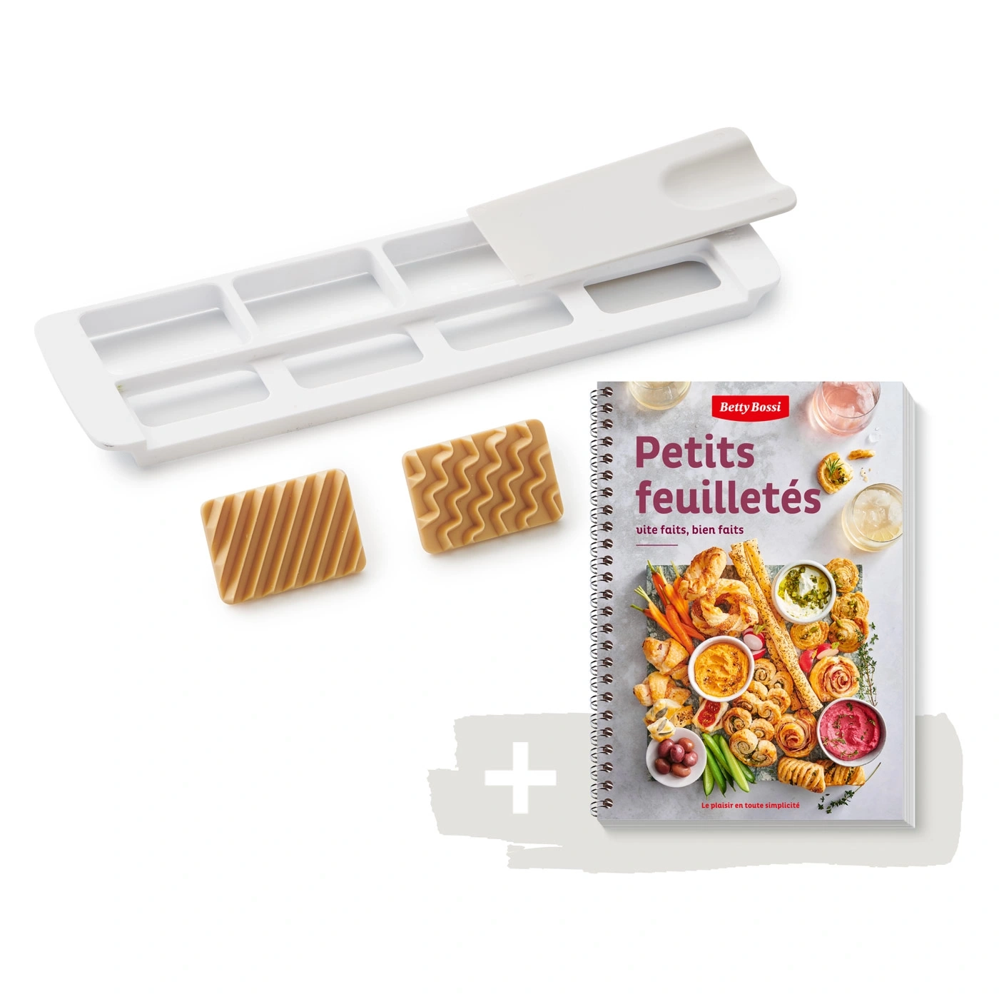 Kochbuch und Werkzeug für Blätterteig. Betty Bossi, Petits feuilletés.