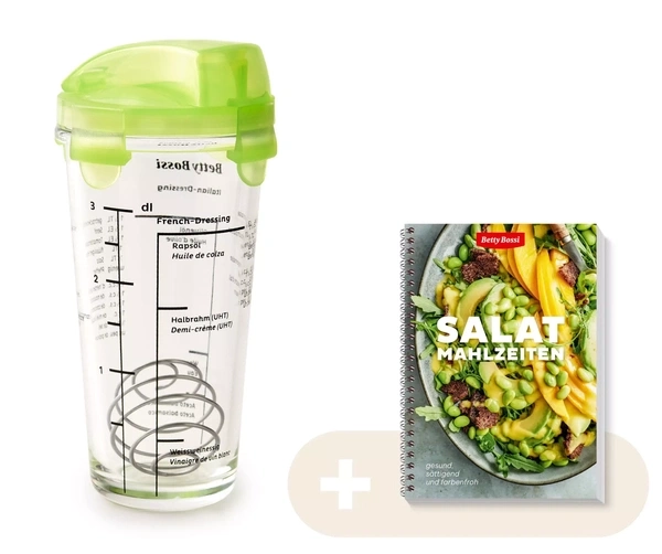 Salatmahlzeiten, Buch + Dressing-Shaker, 3 dl - Kombi