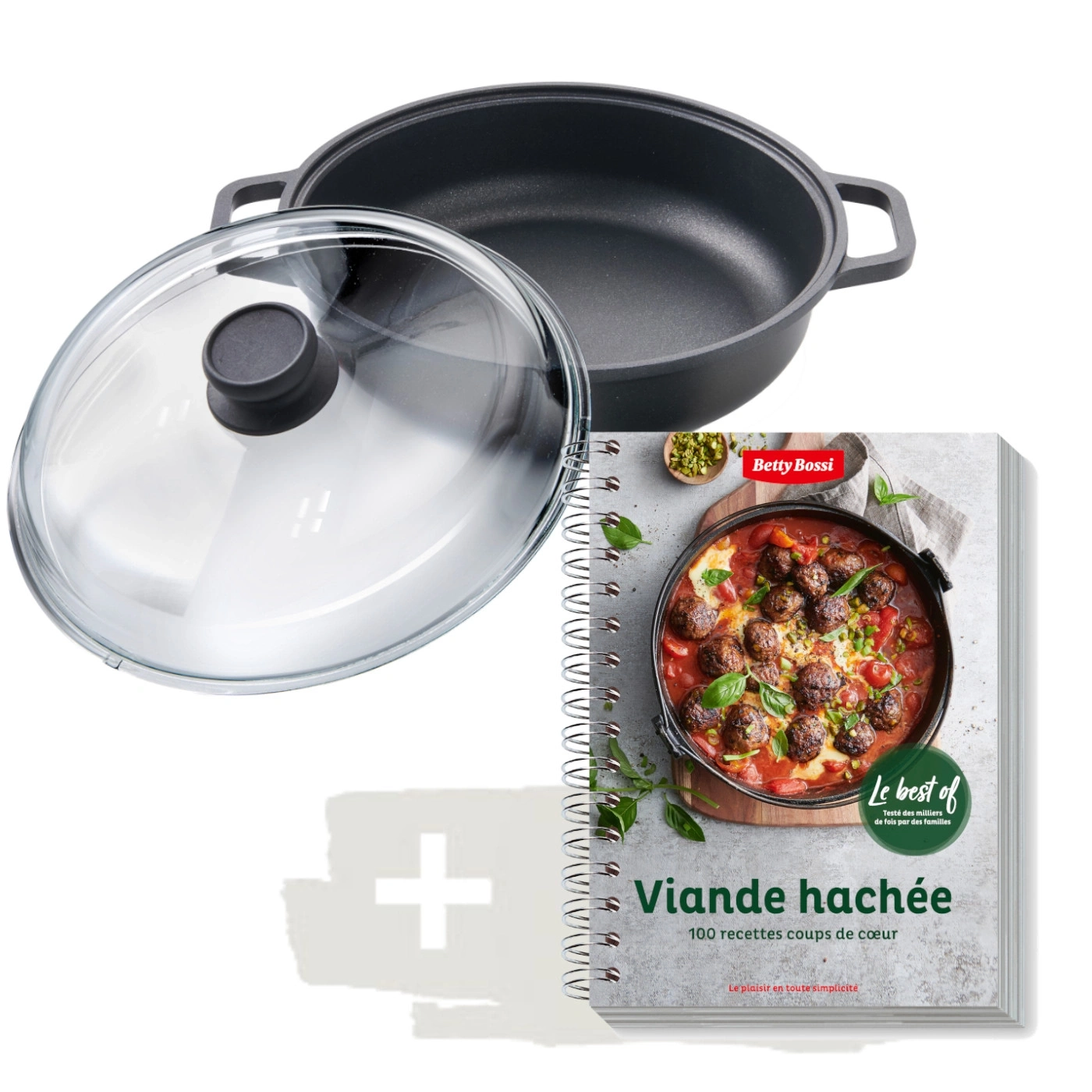 Casserole avec couvercle et livre de cuisine 'Viande hachée' de Betty Bossi