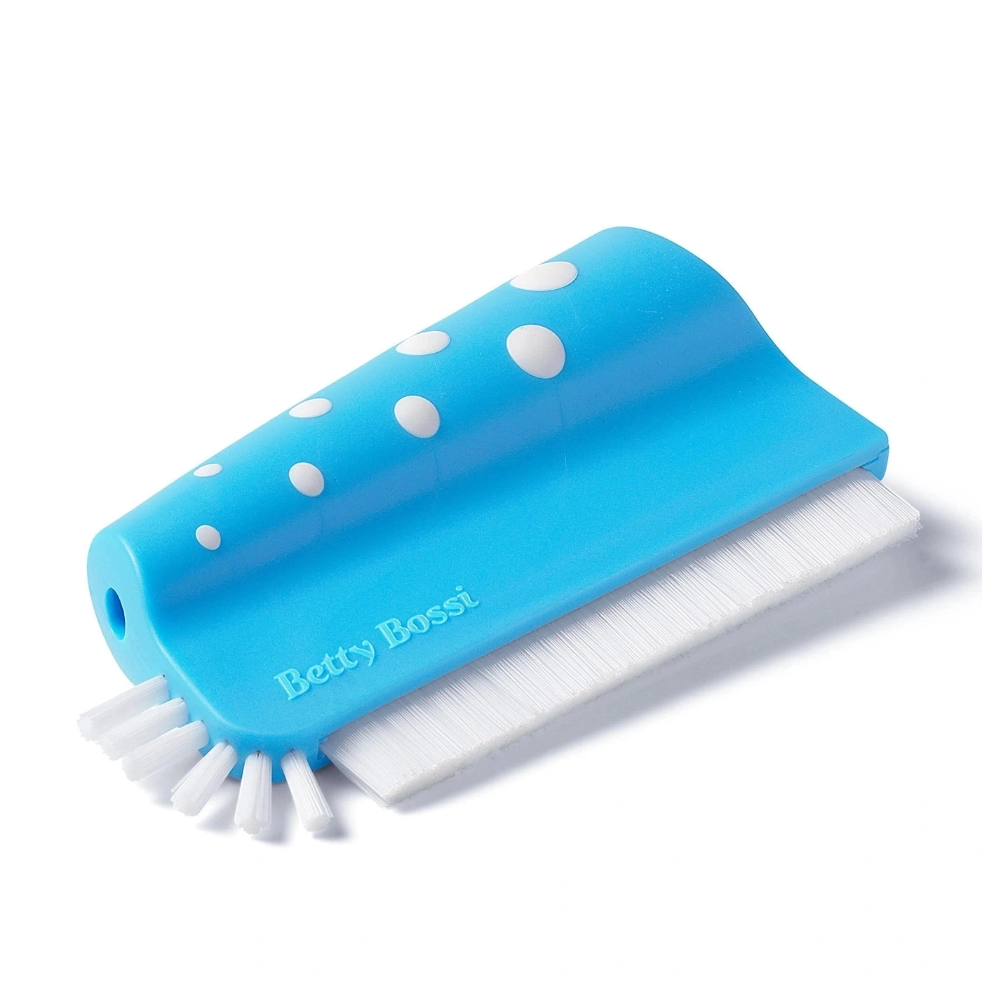 Nettoyeur bleu avec des pois blancs et des brosses, Betty Bossi