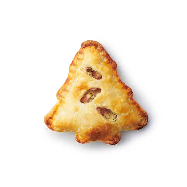 Weihnachtsbaum-Gebäck, goldbraun, mit Füllung, auf weißem Hintergrund isoliert