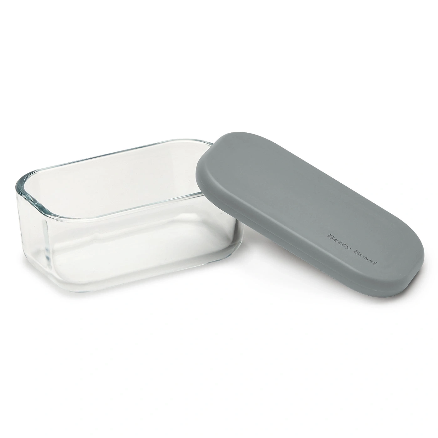 Récipient en verre avec couvercle gris, rectangulaire, pour aliments, Betty Bossi