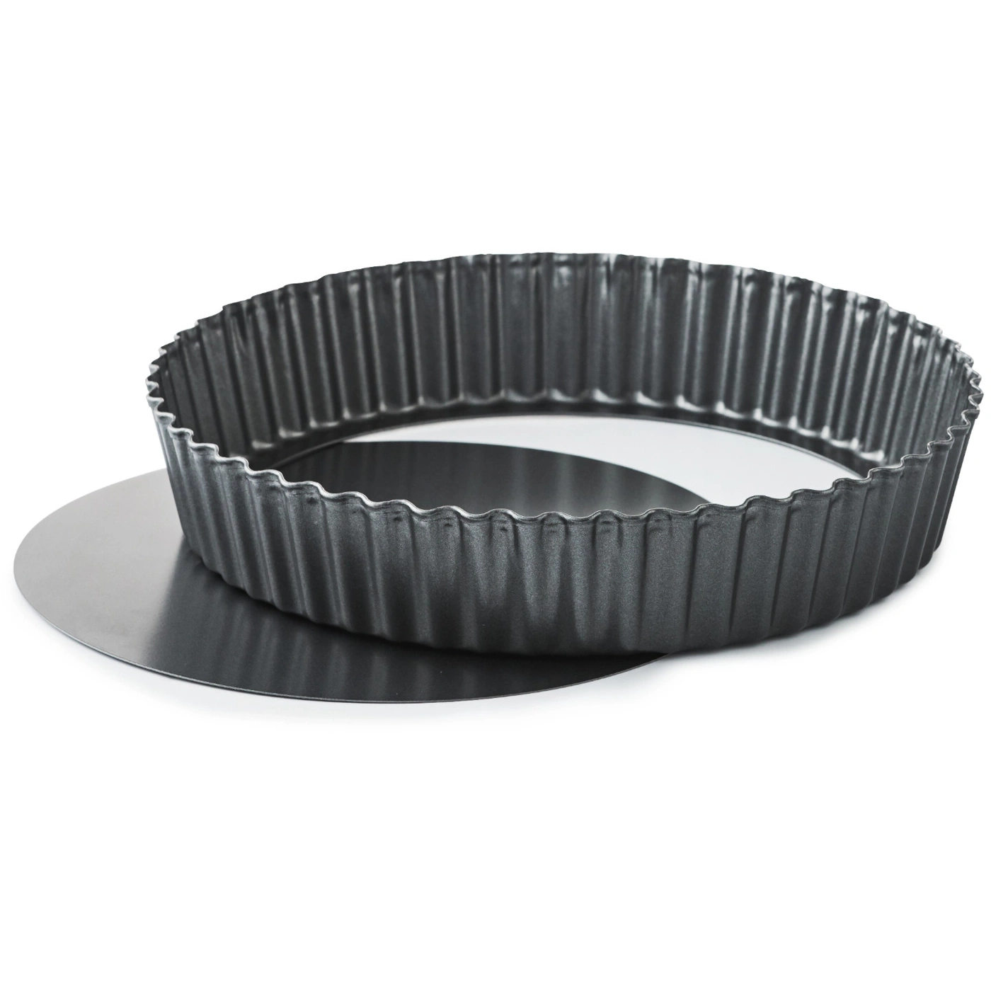 Moule à tarte avec bord ondulé et fond amovible, métal, isolé