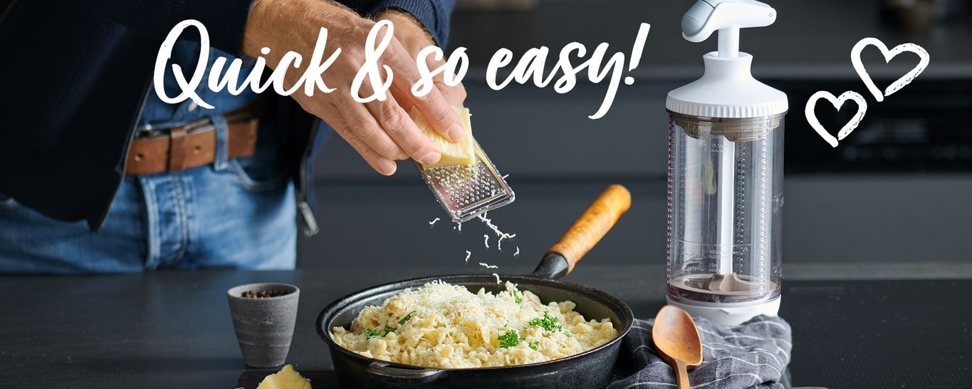 Schnelles und einfaches Kochen mit Käse. Leckeres Essen zubereiten.