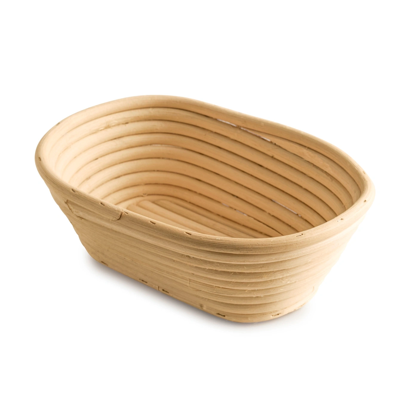 Brotkorb aus Holz, oval, leer, für die Zubereitung von Brot, isoliert