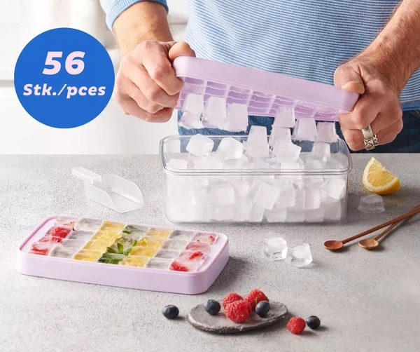 Eiswürfelform mit Aufbewahrungsbox, 56 Würfel - 2 Stk.