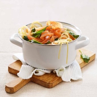 Spaghetti mit Spinat und Lachs