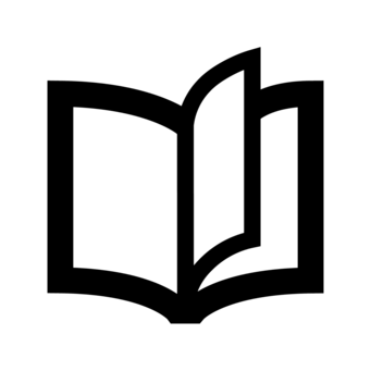 Livre ouvert, contour blanc sur fond noir, symbole de connaissance et d'éducation