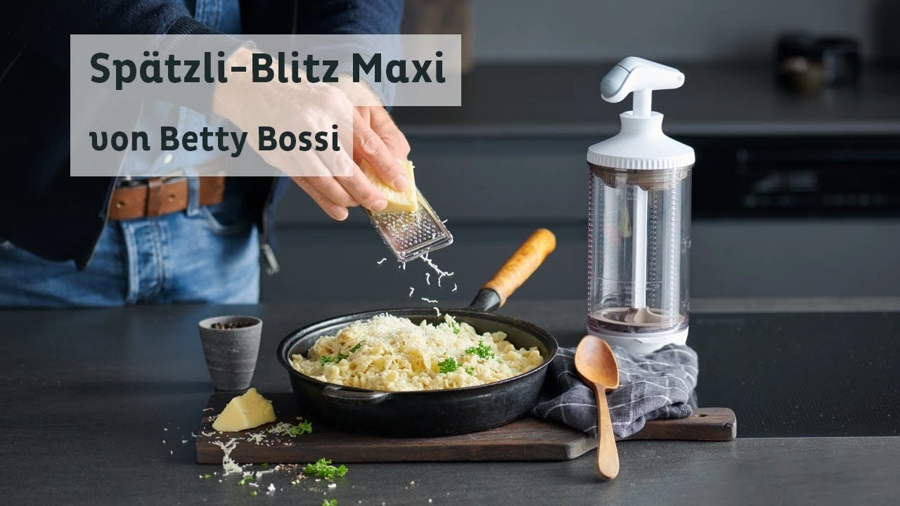 Spätzli-Blitz Maxi von Betty Bossi, Käse reiben, Essen zubereiten, Kochutensilien
