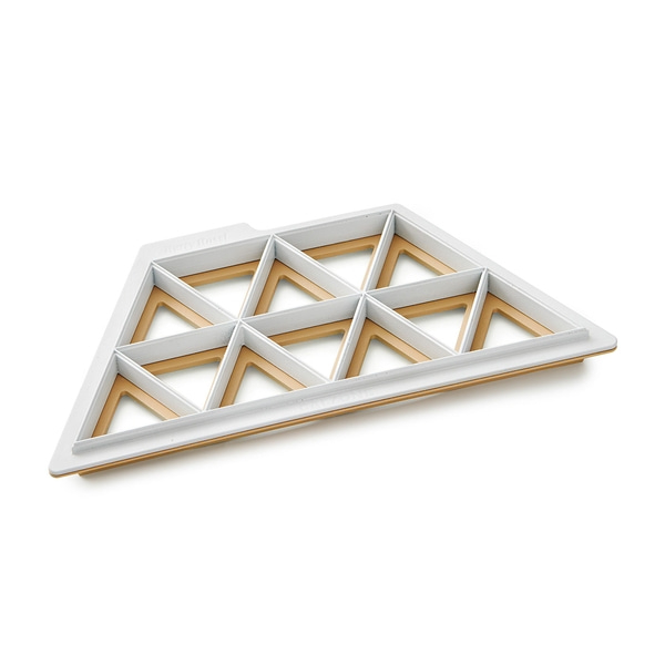 Forme triangulaire avec triangles blancs et bruns, design géométrique, cadre en bois