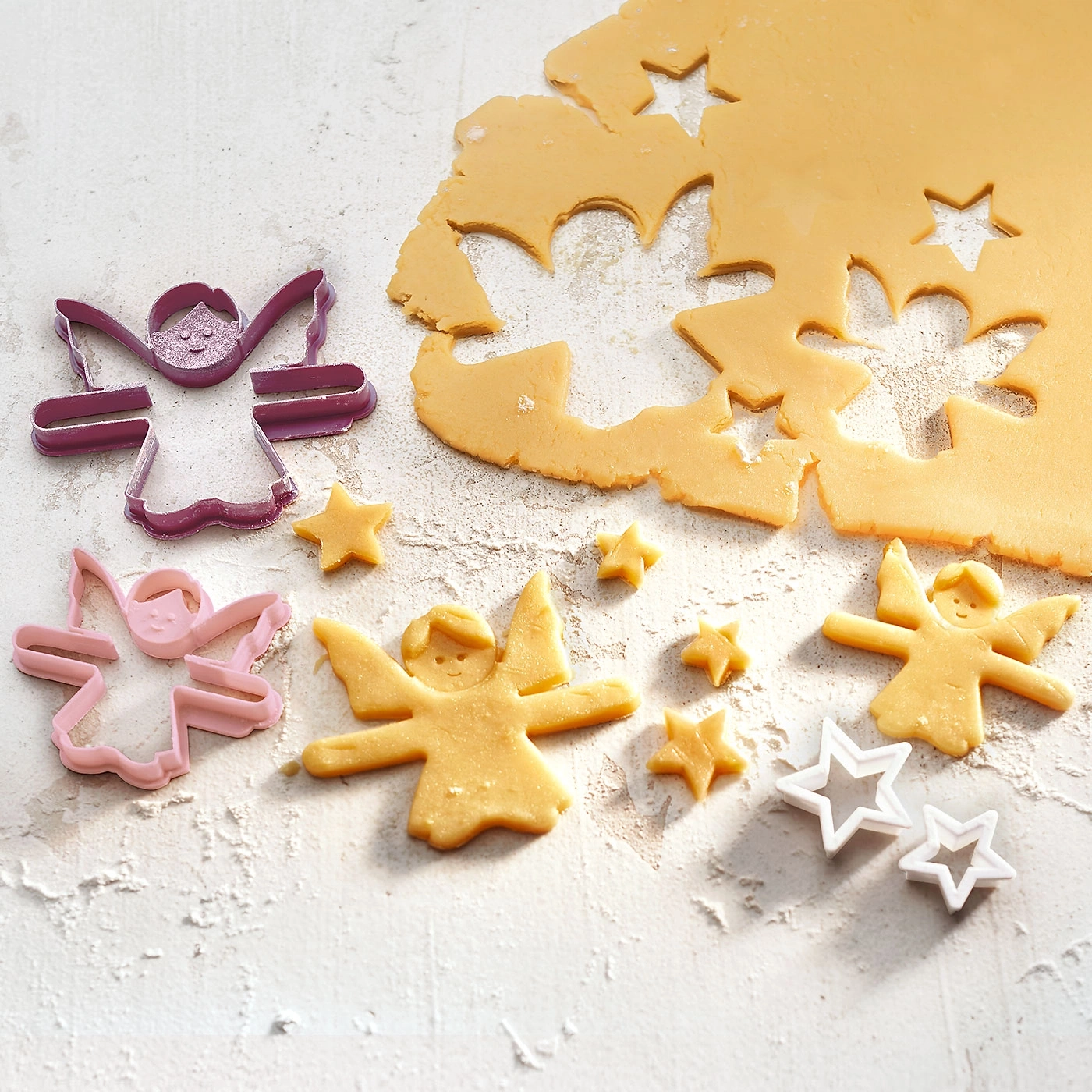 Emporte-pièces anges et étoiles, pâte, pâtisserie, Noël, décoration, formes