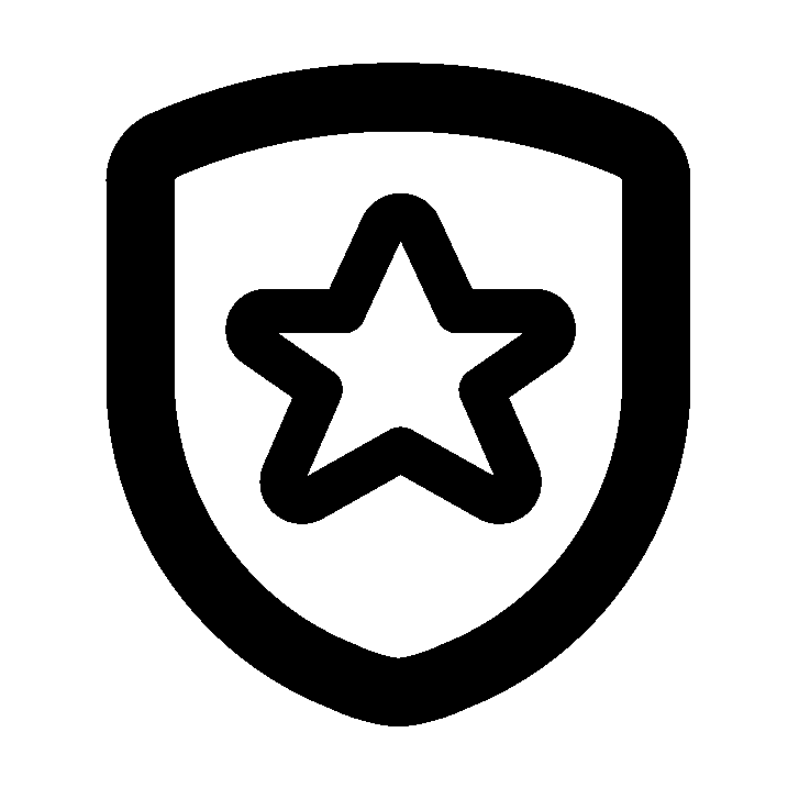 Schild mit Stern, Symbol für Auszeichnung und Schutz, schwarz