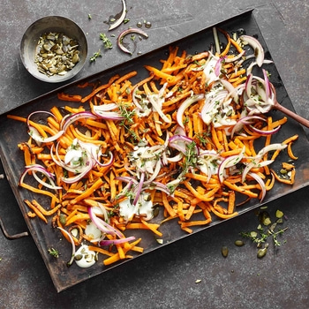 Airfryer Kürbis-Fries mit Feta-Dip