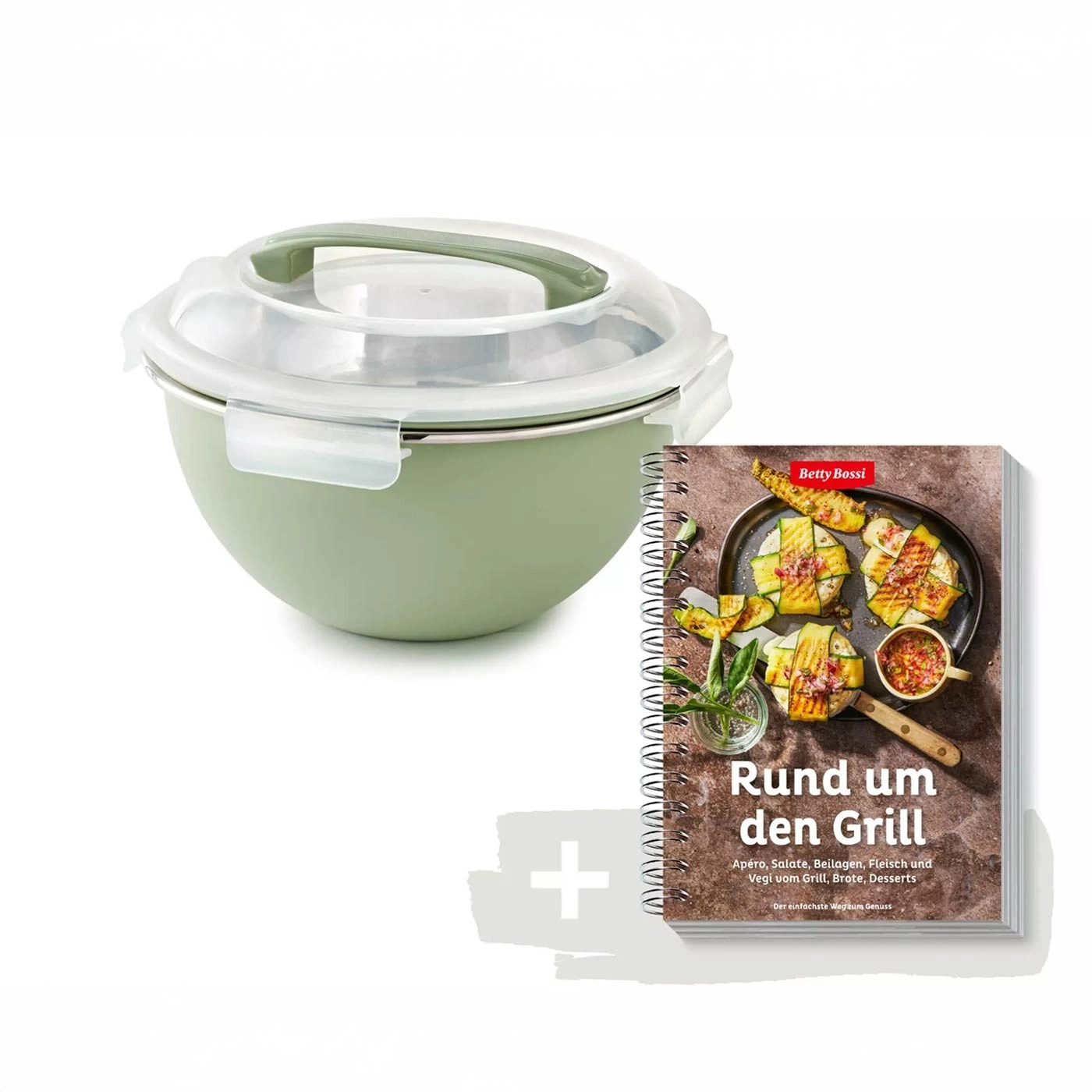 Livre de cuisine pour barbecue et récipient vert avec couvercle