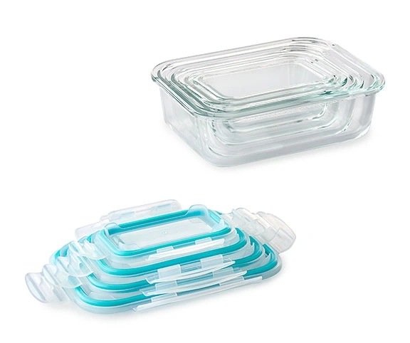 Ensemble de boîtes en verre empilables avec couvercles, transparentes, pour cuisine