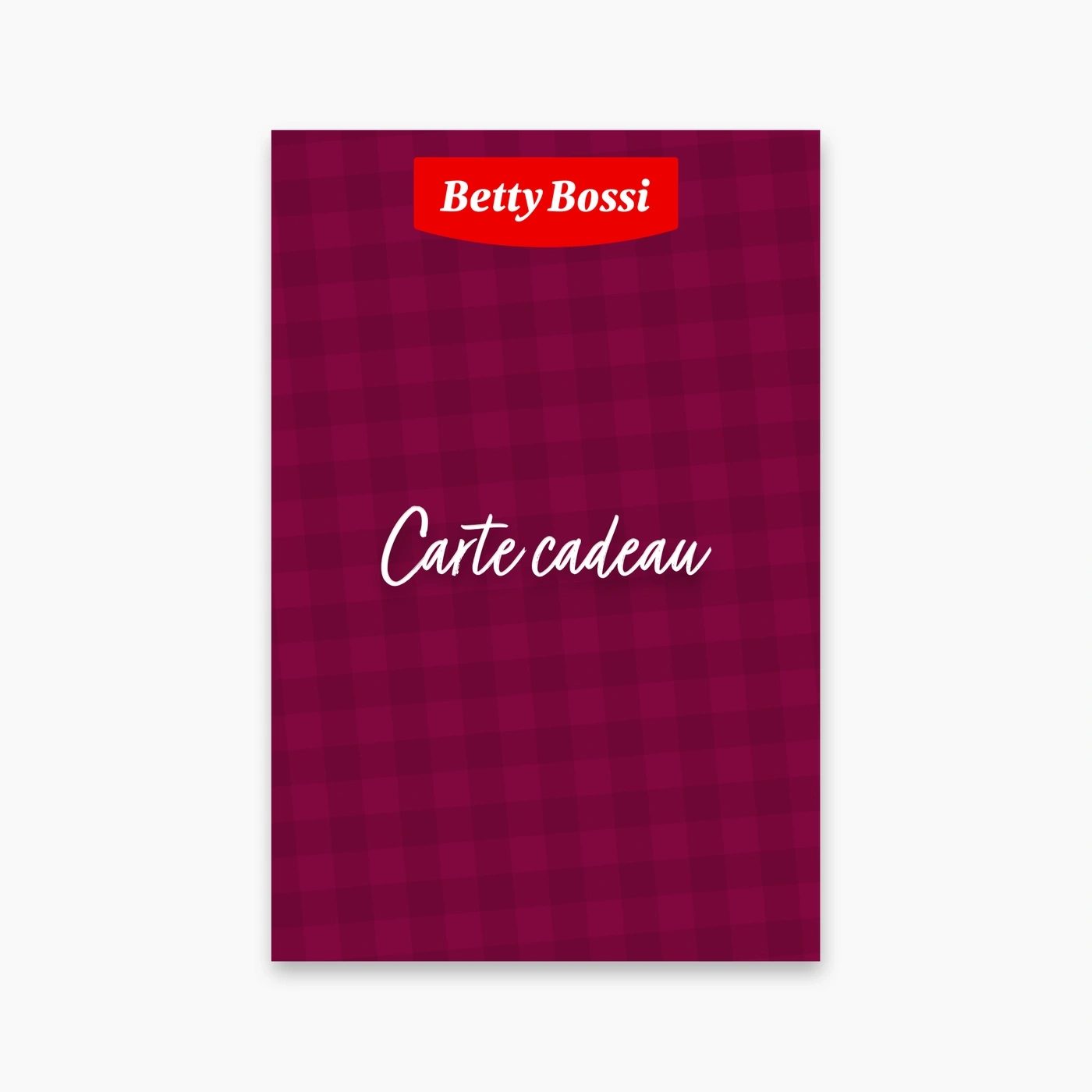 Carte cadeau Betty Bossi avec fond rouge et lettrage