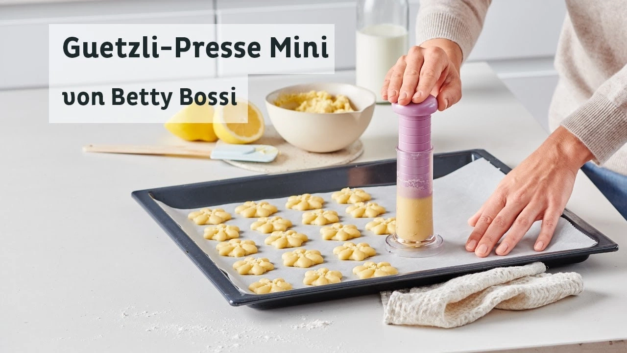 Guetzli-Presse Mini von Betty Bossi, biscuits sur plaque, pâtisserie