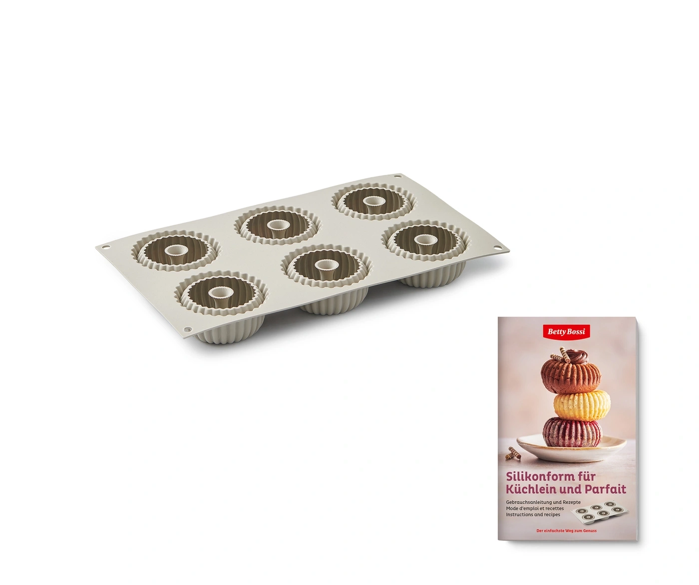 Moule en silicone pour gâteaux et parfait avec livret de recettes Betty Bossi