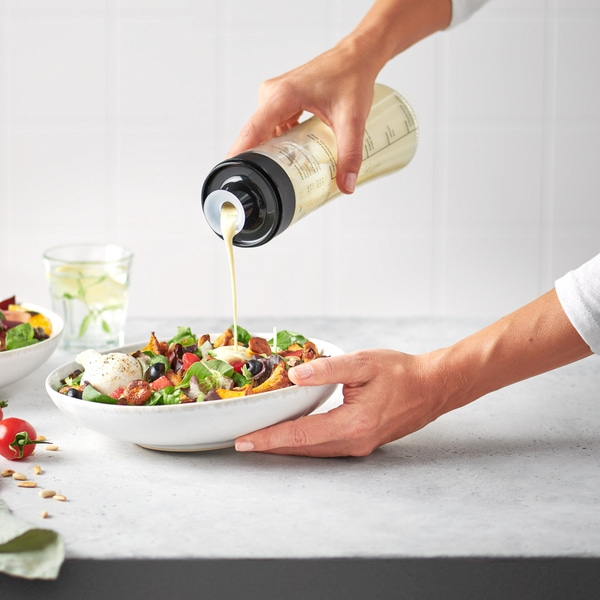 Dressing-Shaker, Glas, 500ml Mit aufgedruckten Rezepten
